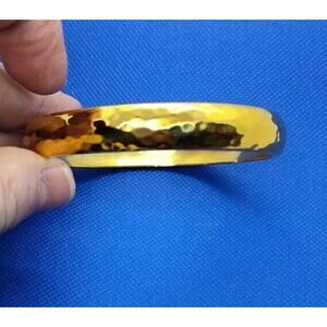 Steeltime Gold Tone Stainless Steel Hammered Bangle Bracelet Fits 9 Inch Wrist